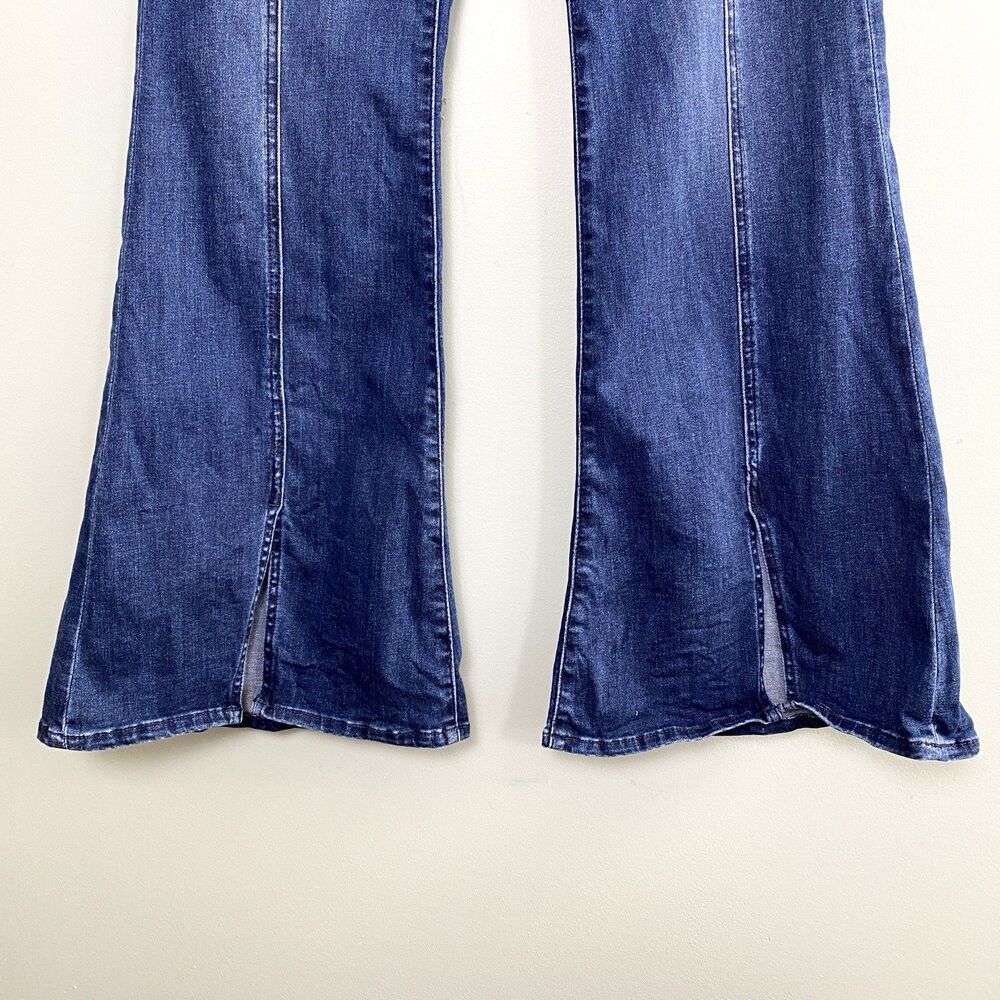 American Eagle Jeans Festival Flare Mid Rise Stretch Denim Womens 12 Blue Hippie - Picture 3 of 13